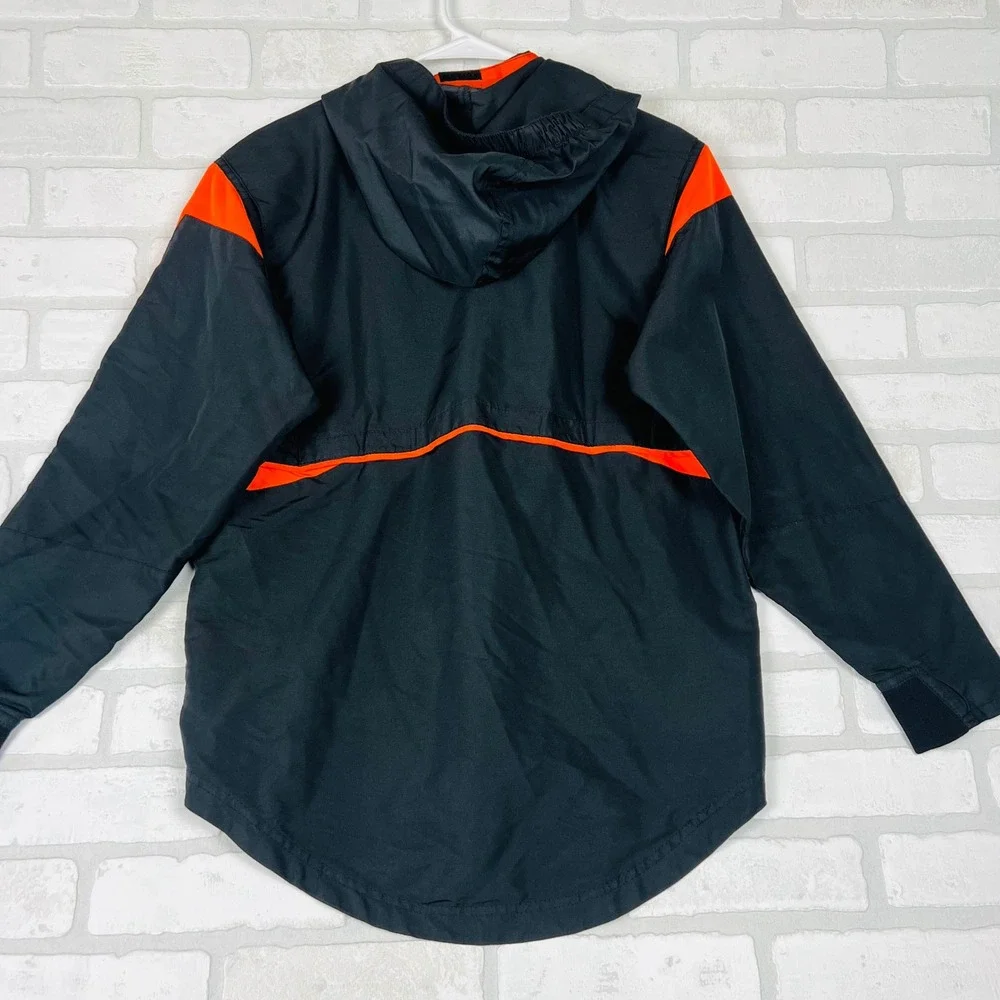 Holloway Kids Black and Orange Hooded Full Zip Windbreaker Athletic Jacket XL